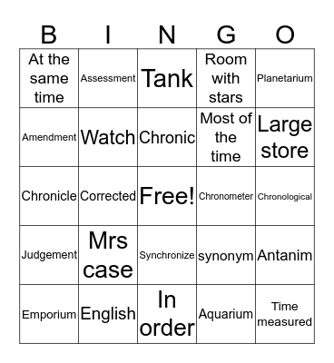 Review for tomorrow's test and stuff  Bingo Card