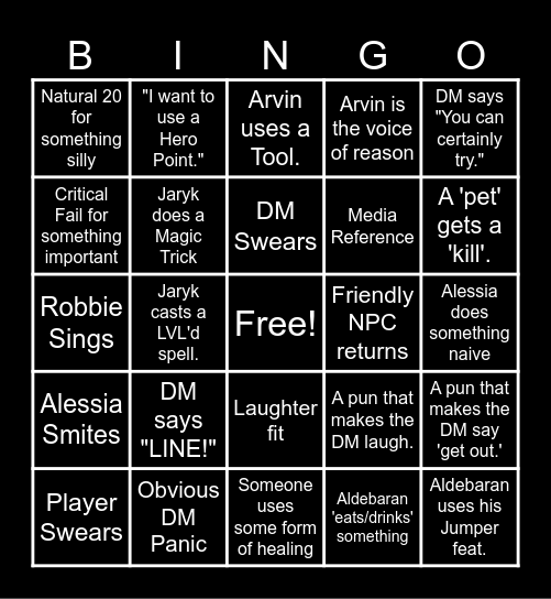 Fateful Few Bingo 5: Now its the DM's turn Bingo Card