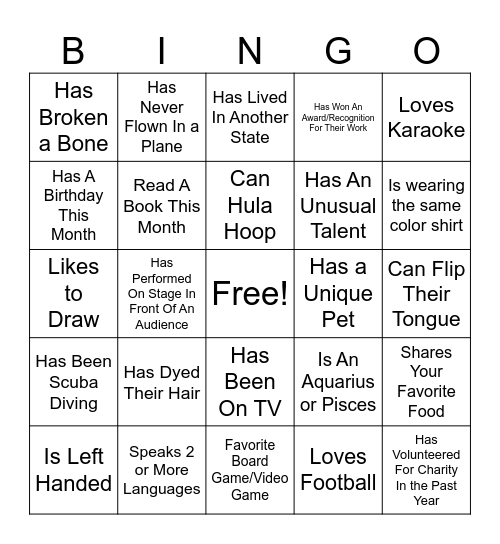 *FIND* SOMEONE WHO.... Bingo Card
