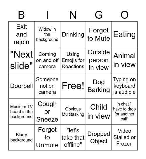 Video Bingo Card