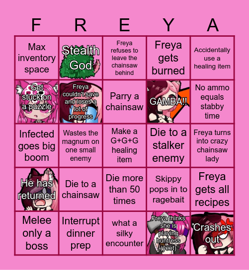 Freyas wacky RE9 bingo Card
