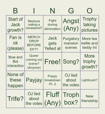 II S4 E5 BINGO Card