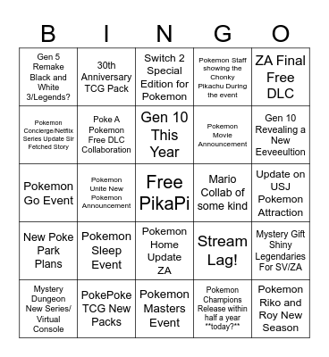 Pokemon Day 2026 30th Anniversary Bingo Card