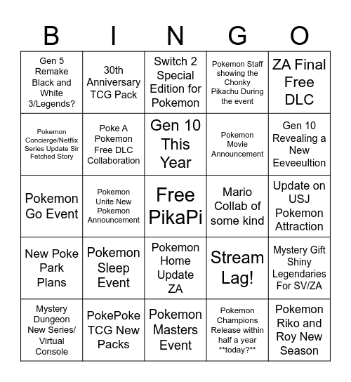 Pokemon Day 2026 30th Anniversary Bingo Card