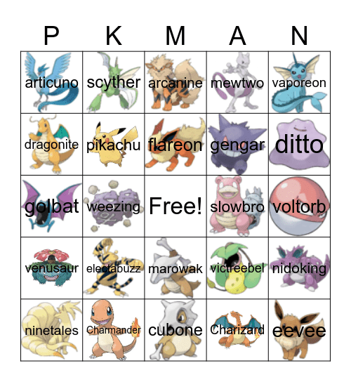 POKEMANS BINGO Card