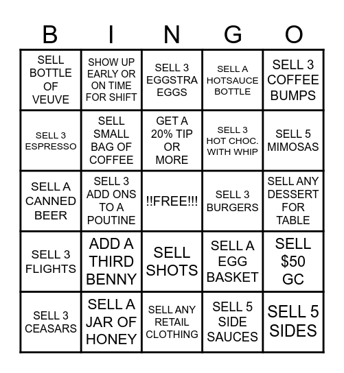 SERVER BINGO Card