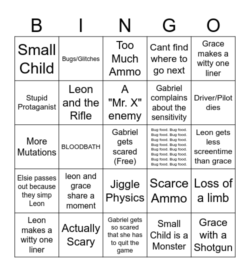 RE9 for the rebel Bingo Card