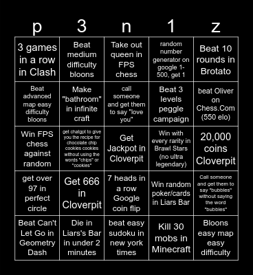 cyberpunk Bingo Card