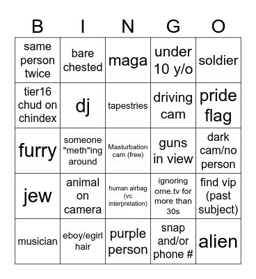 Omegle Bingo Card