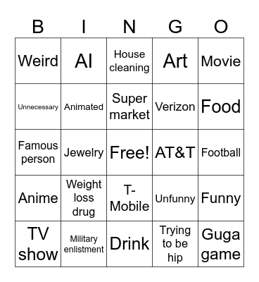 Ads Bingo Card
