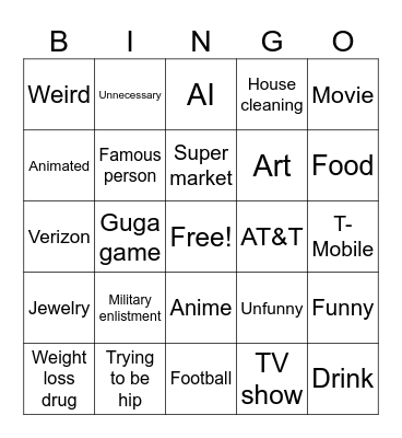 Ads Bingo Card