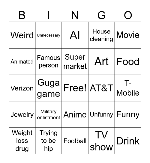 Ads Bingo Card