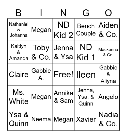 Brothers Bingo Card