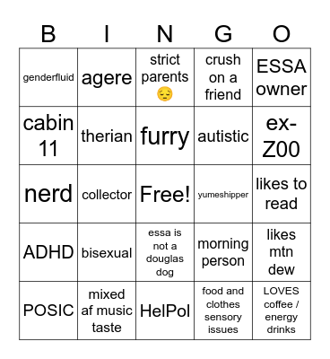 how much are you like me ? Bingo Card