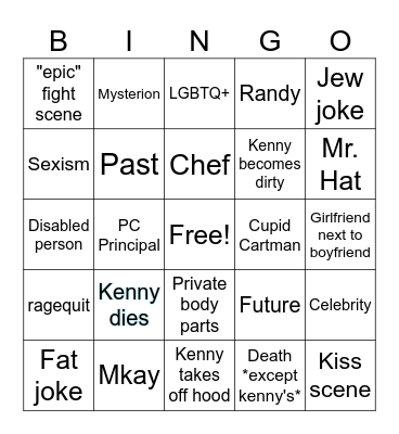 SOUTH PARK Bingo Card
