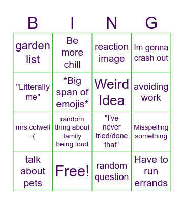 Conversation Bingo Card