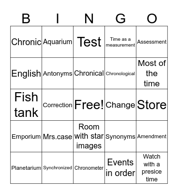 VOCABULARY  Bingo Card