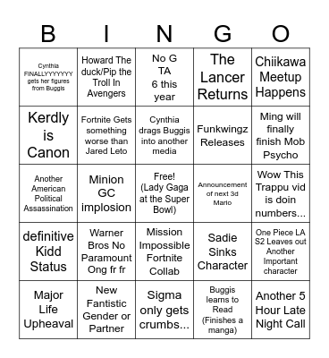 2026 Bingo Card