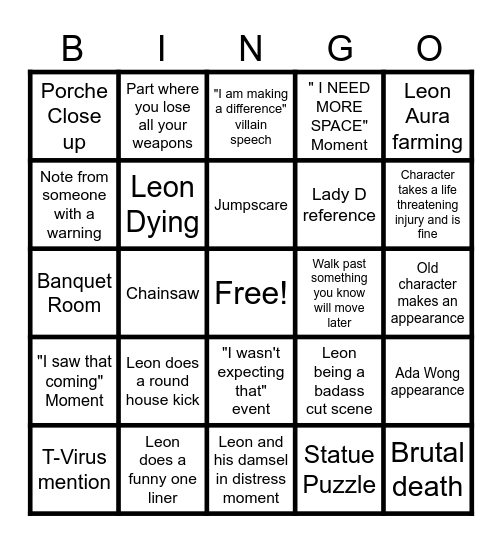 RE9 Bingo Card