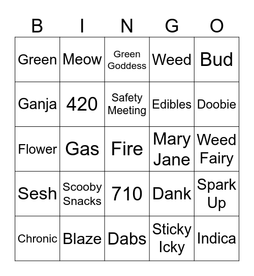 Cannasister's Bingo Card