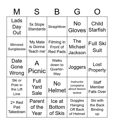 Main Slope Bingo Card