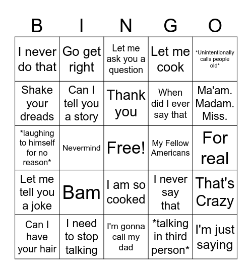 Paul Says Bingo Card