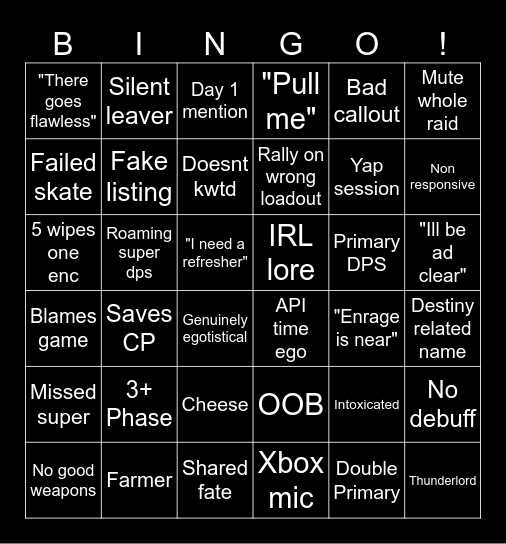 LFG BINGO Card