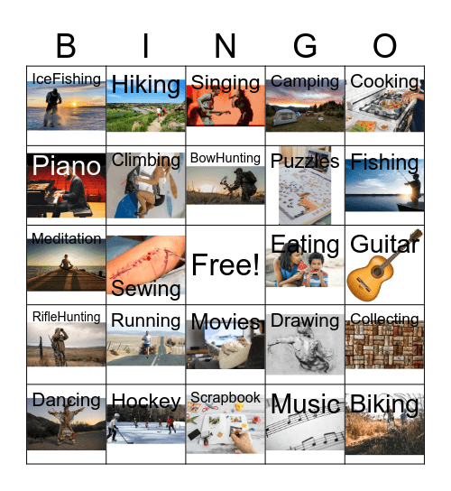 Hobbies Bingo Card