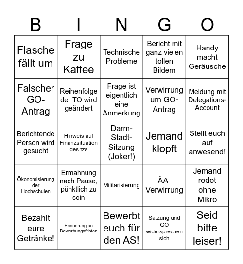 fzs 77 Samstag Bingo Card