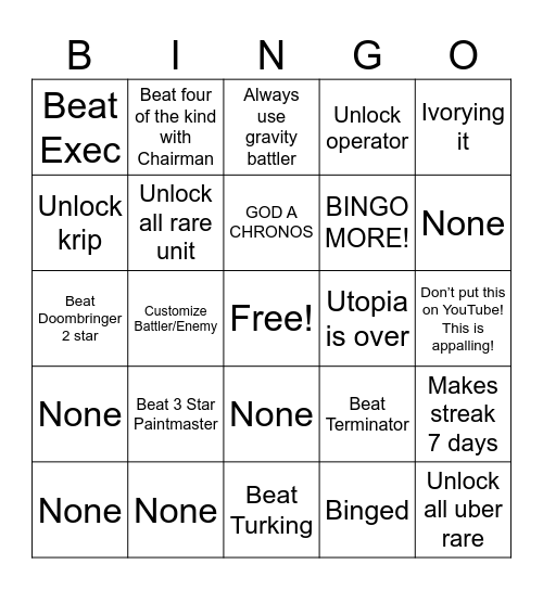 THE BATTLE BRICKS BINGO Card