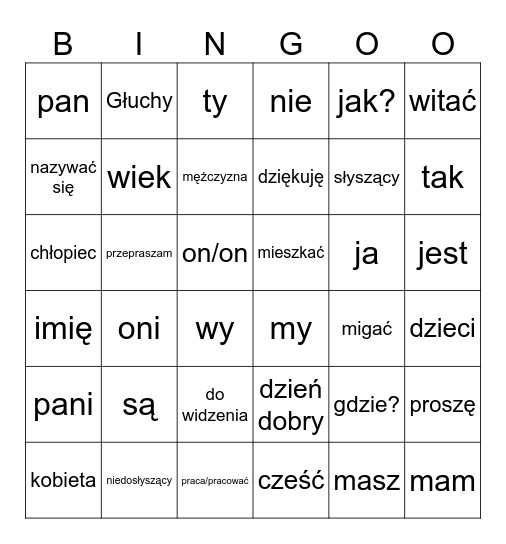 PIERWSZY KONTAKT Bingo Card