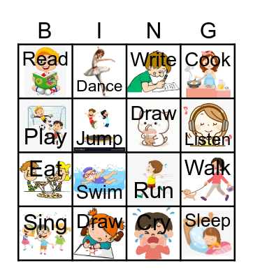 Action verbs! Bingo Card