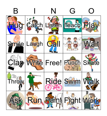 Action Verbs Bingo Card