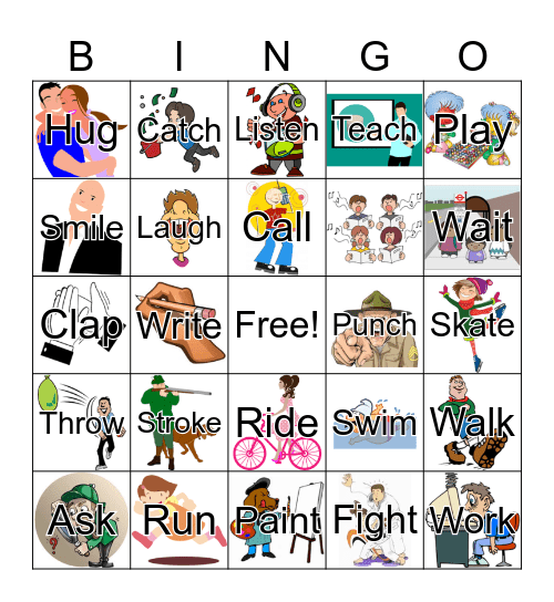 Action Verbs Bingo Card