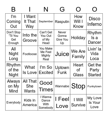 Disco Bingo 2026 Bingo Card