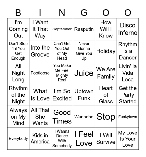 Disco Bingo 2026 Bingo Card
