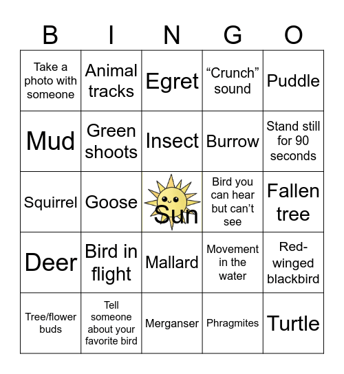 Mill Creek Marsh Bingo Card