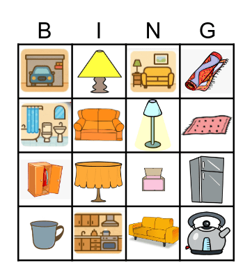 Furniture/Rooms of a House Bingo Card