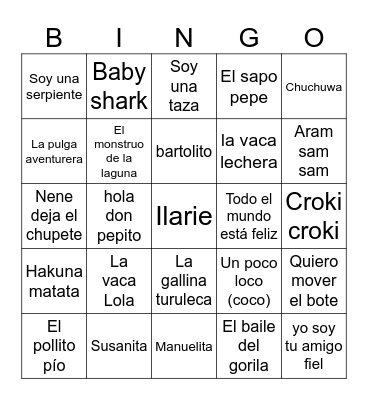 BINGO MUSICAL Bingo Card
