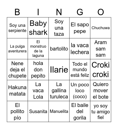 BINGO MUSICAL Bingo Card