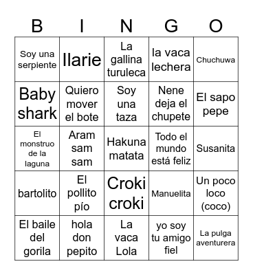 Bingo Musical Bingo Card