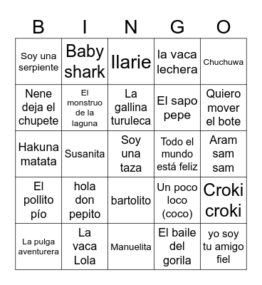Bingo Musical Bingo Card