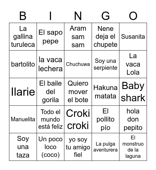 Bingo Musical Bingo Card