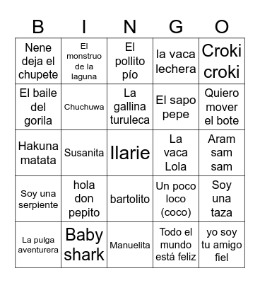 Bingo Musical Bingo Card