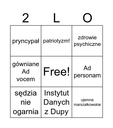 Debatanckie Bingo Card