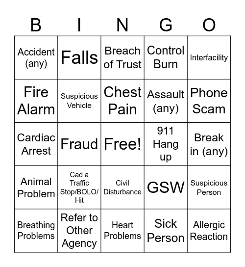 Saturday Bingo Card