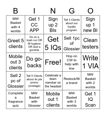 Client Experience Bingo Card