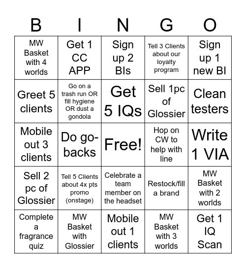 Client Experience Bingo Card