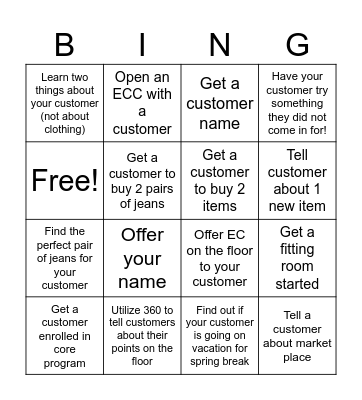 Weekend Bingo Card