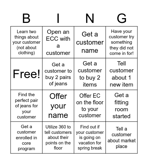 Weekend Bingo Card